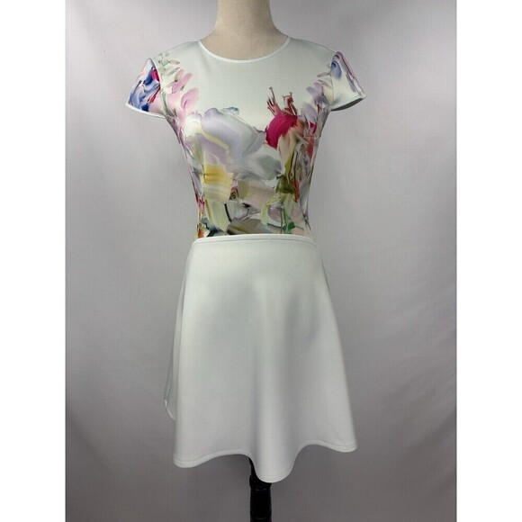 Ted Baker Rivana Fit & Flare Dress Light Blue Hanging Gardens Floral Size 0 US 2 - Picture 15 of 15